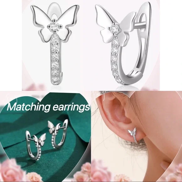 💝925 sterling silver butterfly dainty wedding band sister friendship ring gift - Picture 7 of 8